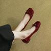 Red Single Shoe Women 2025 New French Style with Skirt Temperament Spring and Autumn Patent Leather Flat Bottom Shallow Mouth Soft Bottom Ballerina