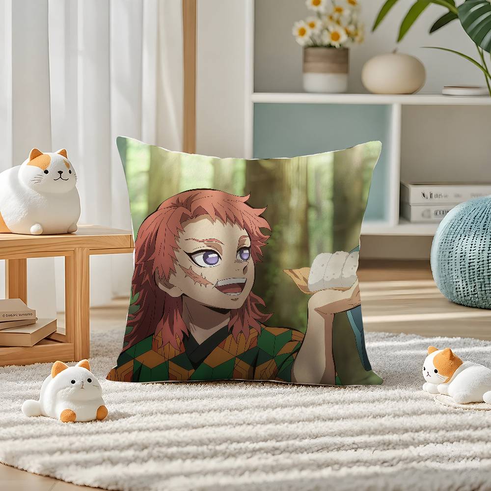 Demon Slayer Hashira Collection Anime Plush Pillow Cover Soft Short Plush Cushion Cover For Sofa Bedroom Home Decor Gift