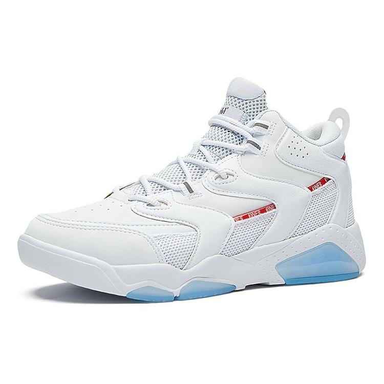 361 Mesh, Synthetikleder Dämpfung Rutschfest Abriebfest Mittelhohe Basketballschuhe Damen Weiß Rot 582031120-1