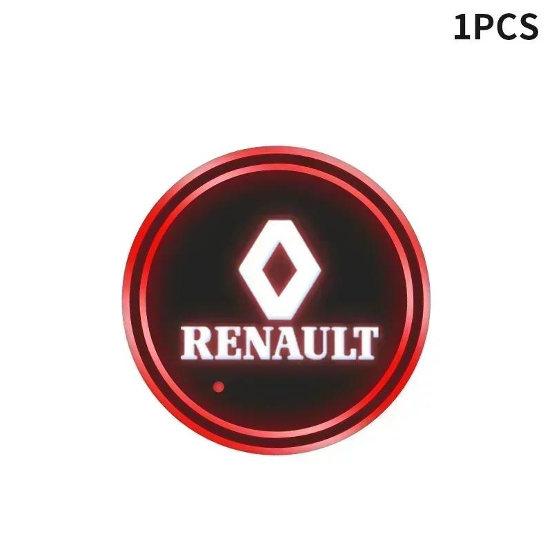 1/2pcs Car Coasters with 7 Colors Changing Light For Renault DACIA Scenic Loguna Twingo Symbol Fluence Espace Clio AccessoriesR