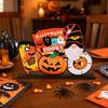 Wooden Halloween Ghost Pumpkin Figurine, Rustic Table Decor for Home Party, Spooky Shelf Decoration for Fall