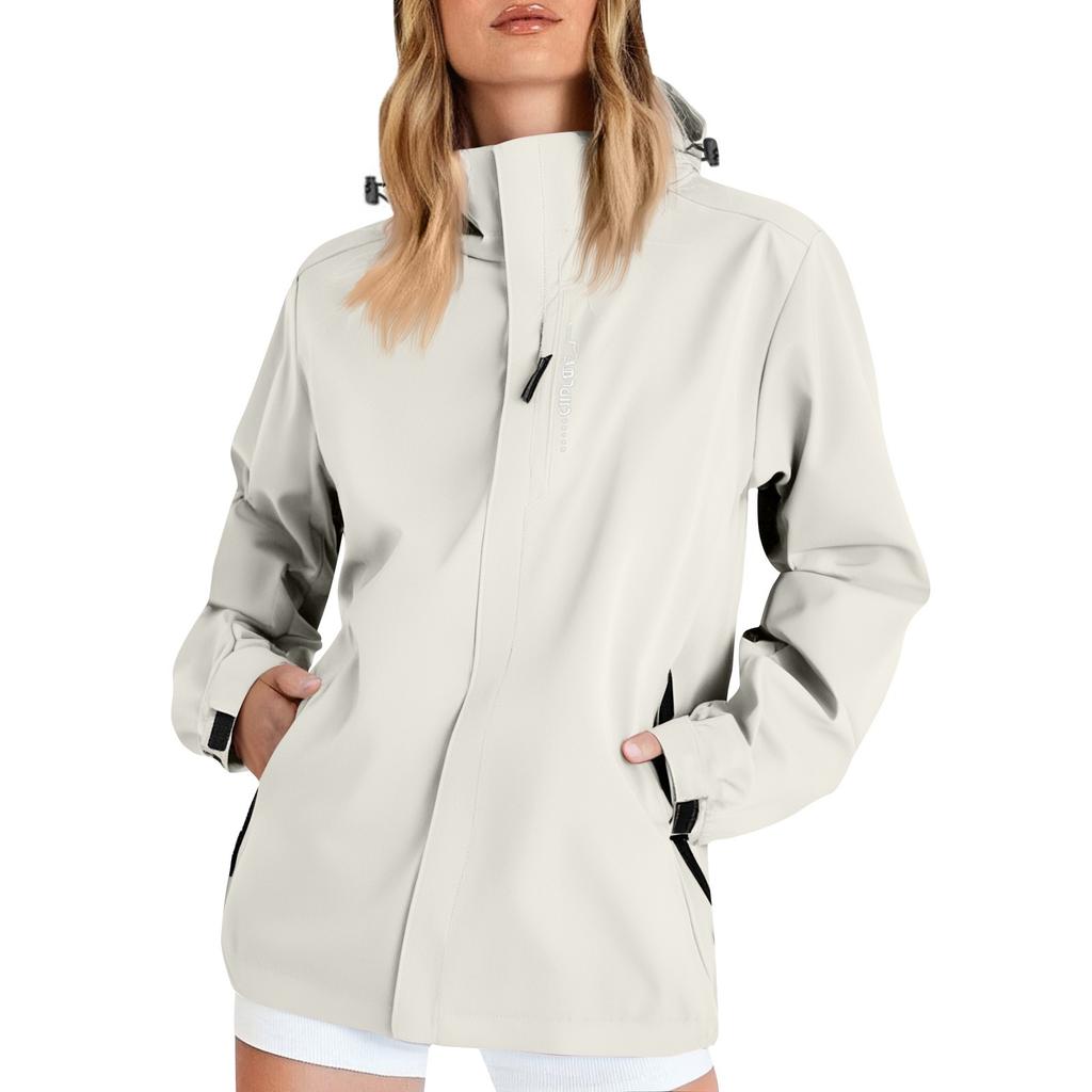 Women's Solid Color Long Sleeved Hooded Outdoor Suit Windproof And Waterproof Thin Jacket  Ehplore