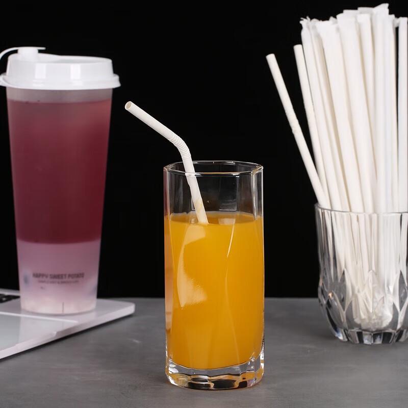Fangcaodi Individually Wrapped White Biodegradable Paper Straws