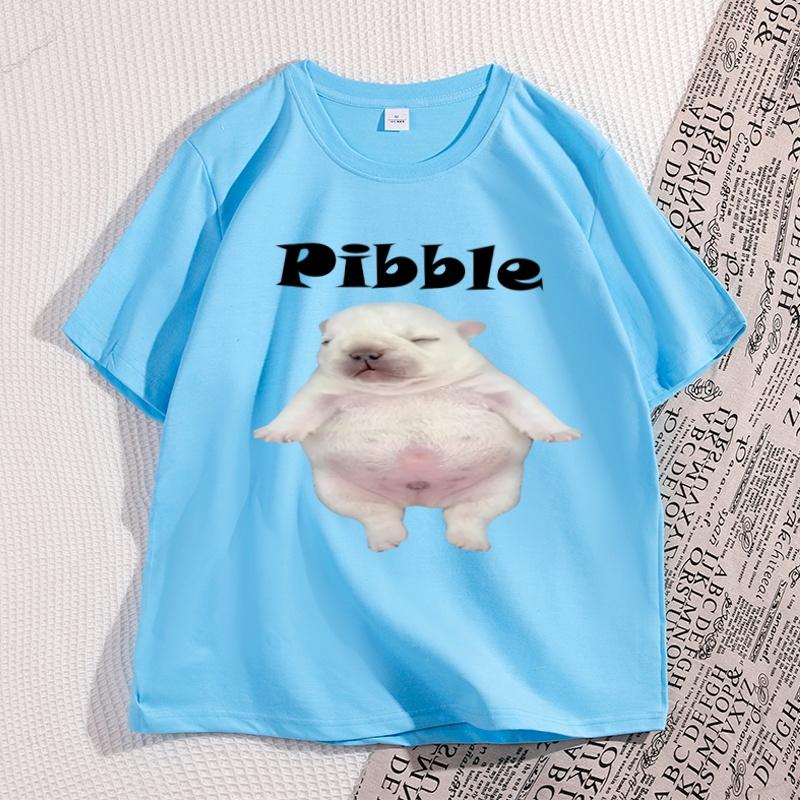 Pibble Graphic T Shirts Personality High Quality Printed Cotton Fun Tshirt Round Neck Short Sleeved Tops Streetwear Clothes