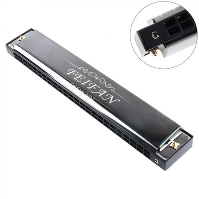 Matte Black 24 Holes 8K Titanium Harmonica Tremolo Tone KeyC Harp Mouth Organ Musical Instruments