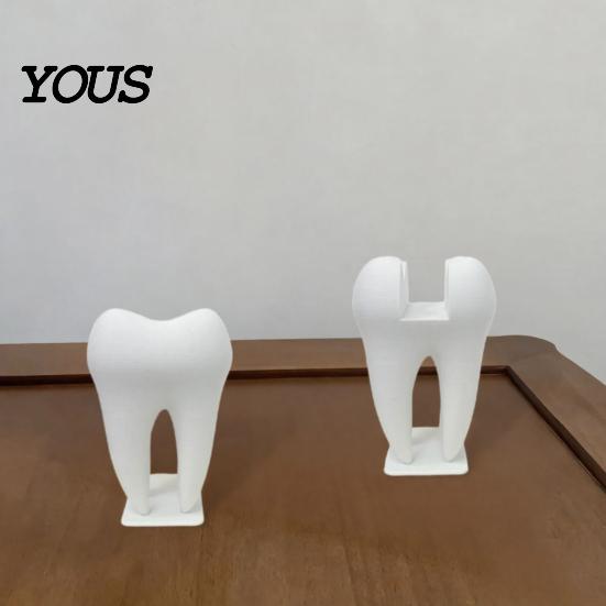 Durable Business Card Stand 3D Printed Holder, Tooth Shaped Matte White Organizer, One-piece Molded Holder Minimalist Style Ornament for Dental
