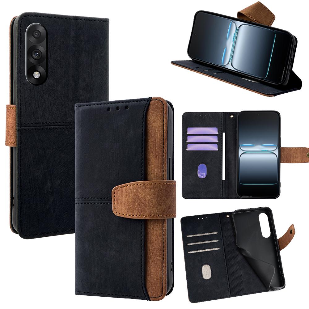 For OnePlus Ace 5 Ultra 5G Case RFID Blocking Color Splicing PU Leather Wallet Phone Cover