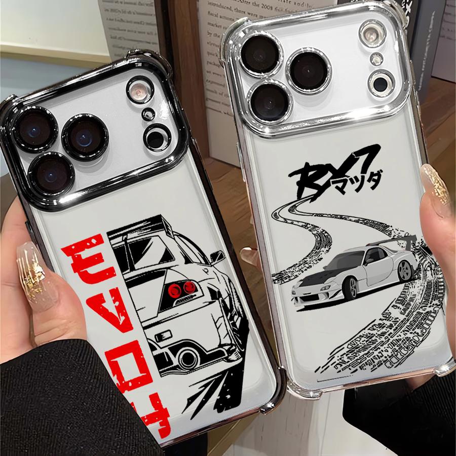 Japanese JDM Drift Car Clear Cover Phone Case for Apple iPhone 16 15 14 Plus 17 Air 16e 13 12 11 Pro Max