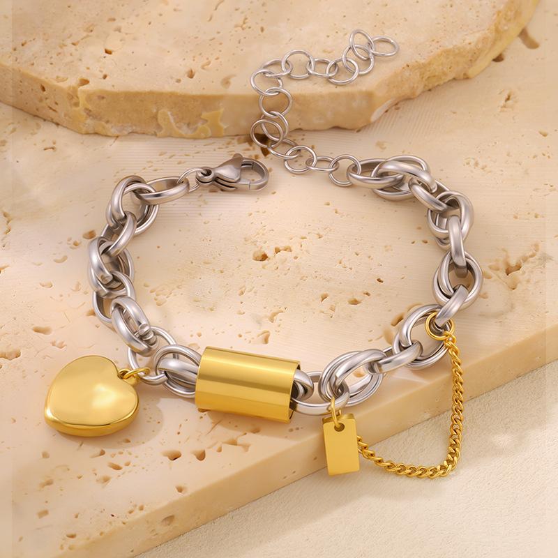 New Cuban Chain Love Bracelet Light Luxury High End Bracelet Jian Jin Love Belt Chain Titanium Steel Does Not Fade Bracelet