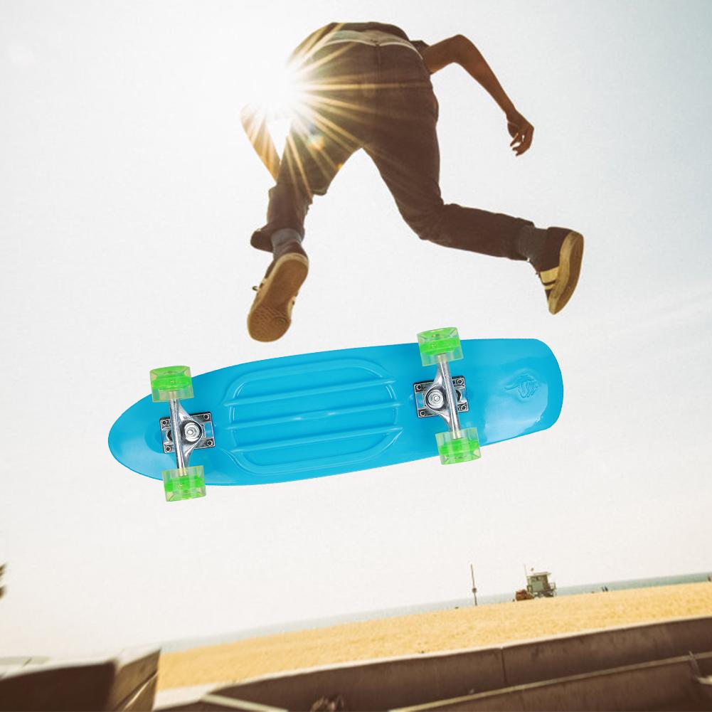 Four High Rebound PU Wheels Skateboarding Large Fish Boards Supply for Beginner Blue