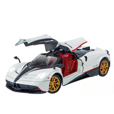1/24 Pagani Huayra Dinastia Modello Auto Diecast in Lega Giocattoli 4 Porte Apribili Suono e Luce Pull Back Veicoli Sportivi Per Regali Bambino