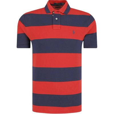Polo Ss24 Red Striped Pony Logo Embroidered Polo Shirt Men Polo Shirts Navy-Blue 710729667-004