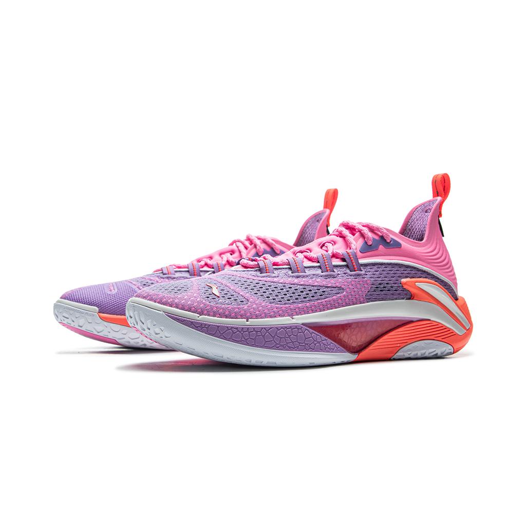 New LiNing BadFive Hunter 1 Super Cushioning Slip Resistant Breathable Rebound Low Top Basketball Shoes Men's Purple Pink ABFV007-2