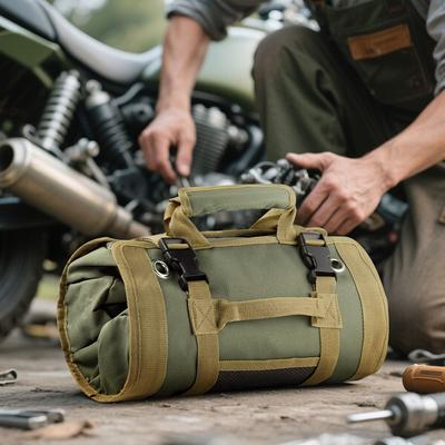 Hardware Roll Up Storage Pouch, Portable Hanging Electrician Tool Bag for Vehicle & Auto Use