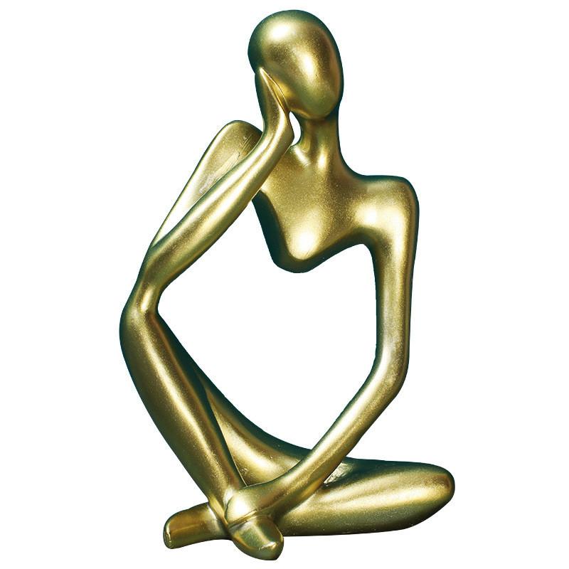 European Style Resin Sculpture For Home Office Desk Decor With Thoughtful Pose