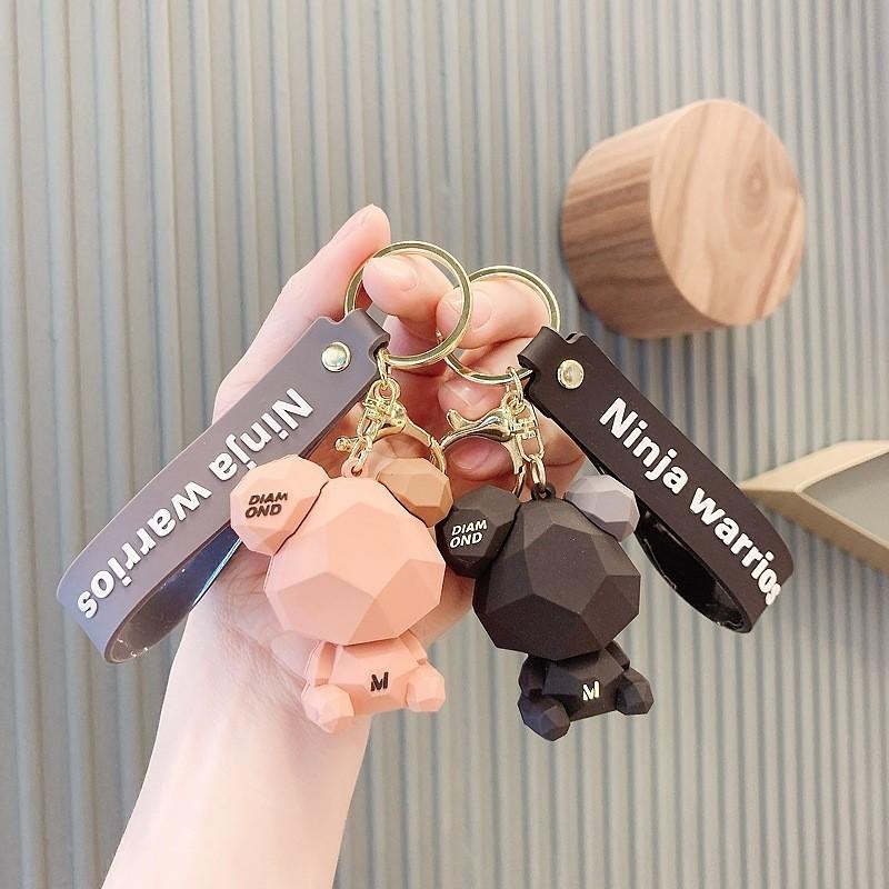 Cute Cartoon Bear Silicone Keychain Creative Bag Pendant Wholesale Key Buckle