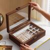 Walnut Wood Jewelry Organizer Box Moisture Proof Jewellery Holder Accessory Storage Container with Multiple Compartments