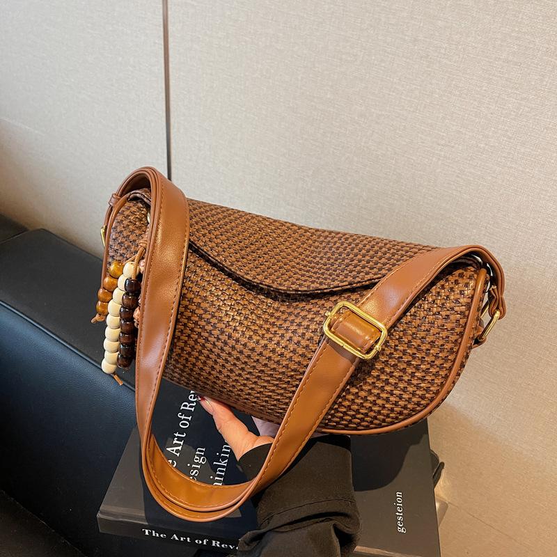 Retro Plaid Large-capacity Bag Women's 2025 New Autumn and Winter Versatile Commuter Messenger Bag Internet Celebrity Shoulder Dumpling Bag