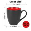 MIAMIO - 6 x 350 ml Stoneware Coffee Mugs/Cups Set, Black Exterior, Colorful Interior