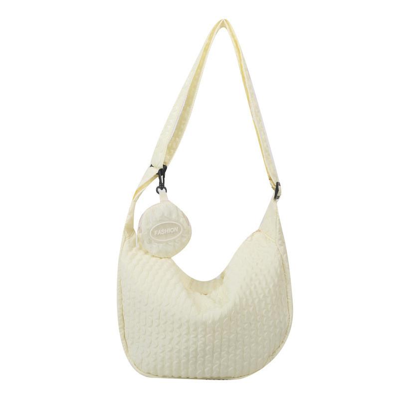 Canvas Cloud Puff Bag For Women With Zipper Closure And Inner Pockets For Daily Use