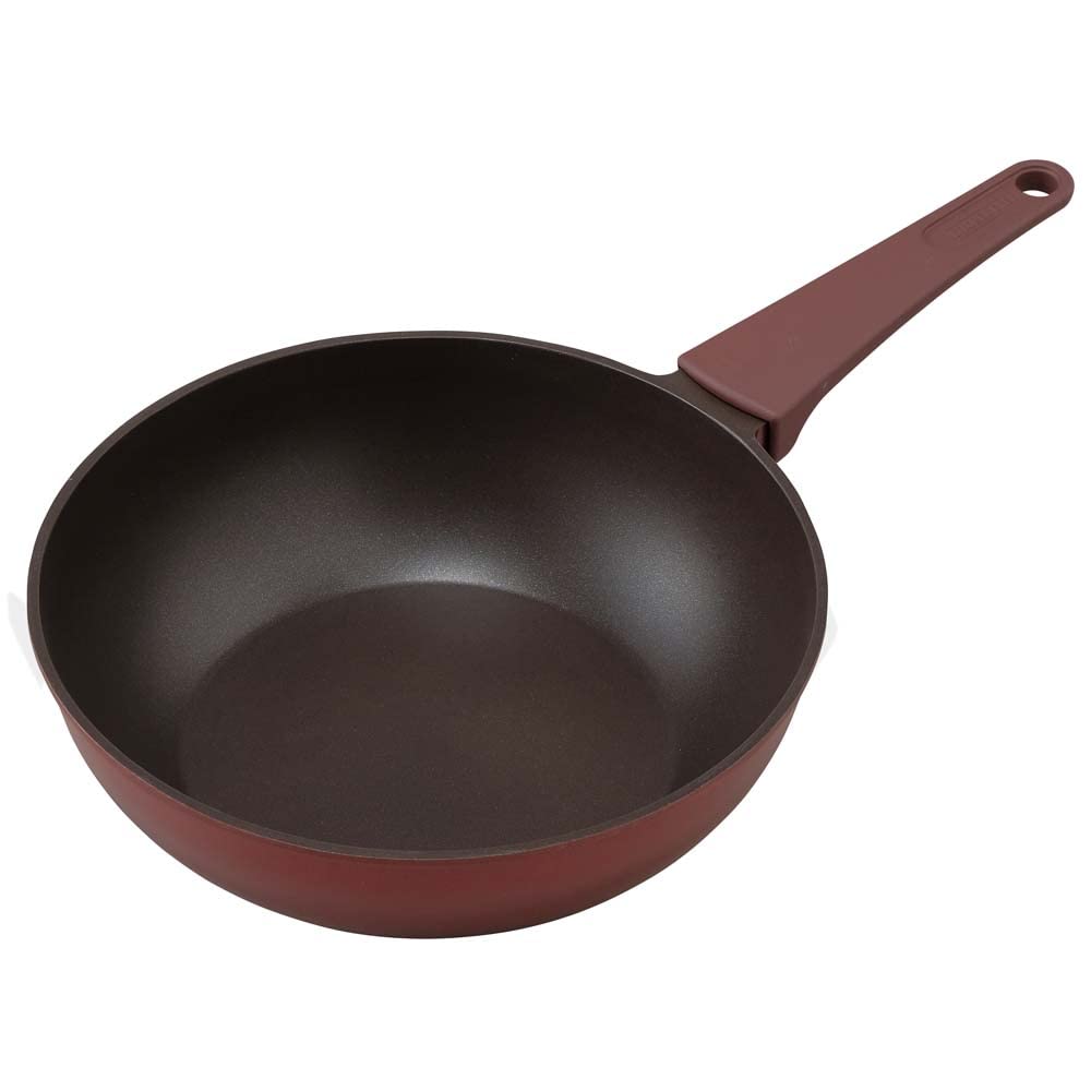 Iris Ohyama Diamond Coated Frying Pan 26cm Deep Stir-Fry Pan, GasIH Compatible, Lightweight, Metallic Finish, Easy to Clean, Non-Slip Handle, DCP-I26
