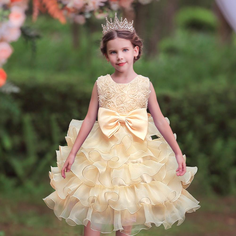 Children's Wedding Dress Big Children's Dress Girl's Flower Girl Rose Princess Dress in Stock