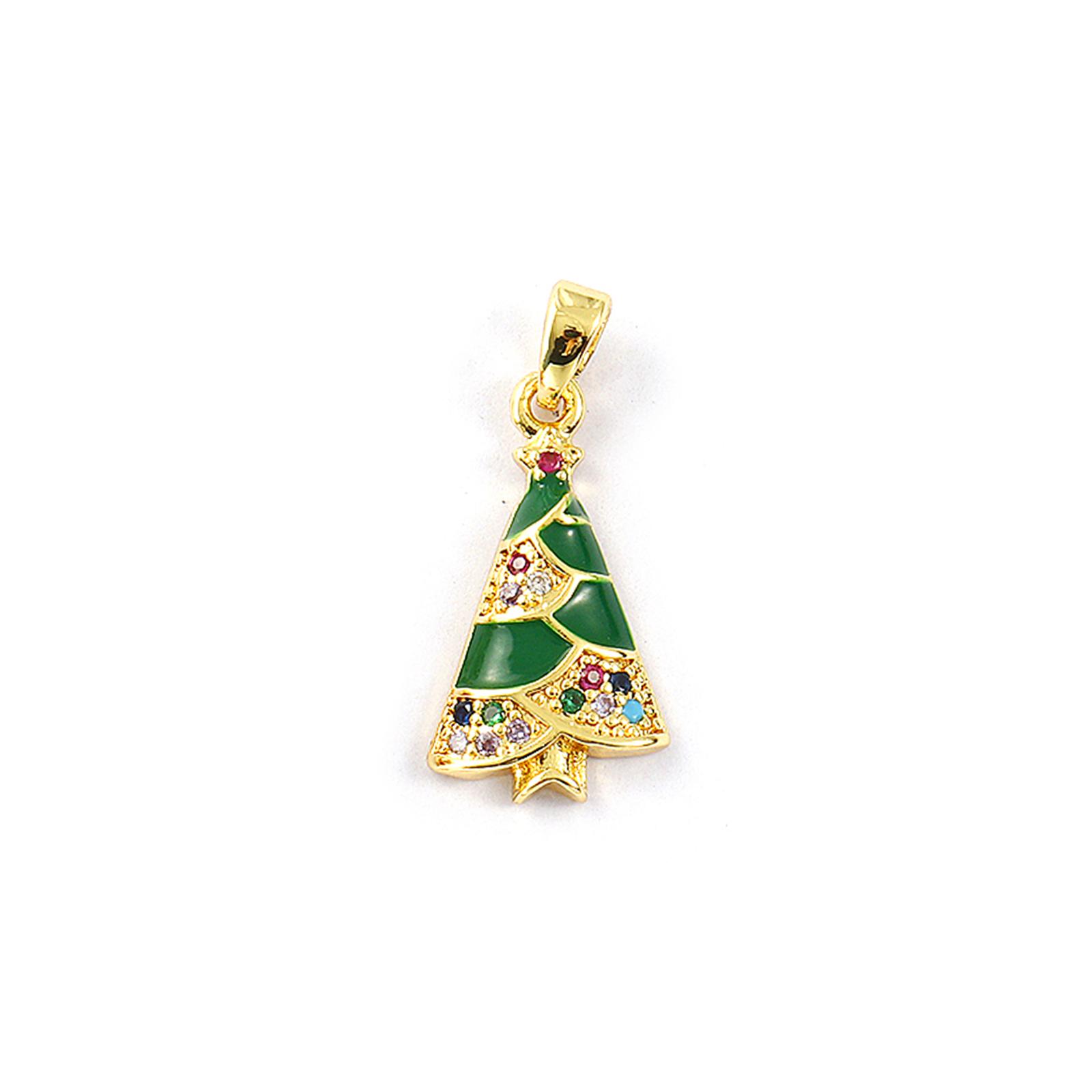 

2 Pcs Brass Christmas Charm Pendant 18K Gold Plated Candy Cane Christmas Hat Gift Box Elf Charms For Jewelry Necklace Making