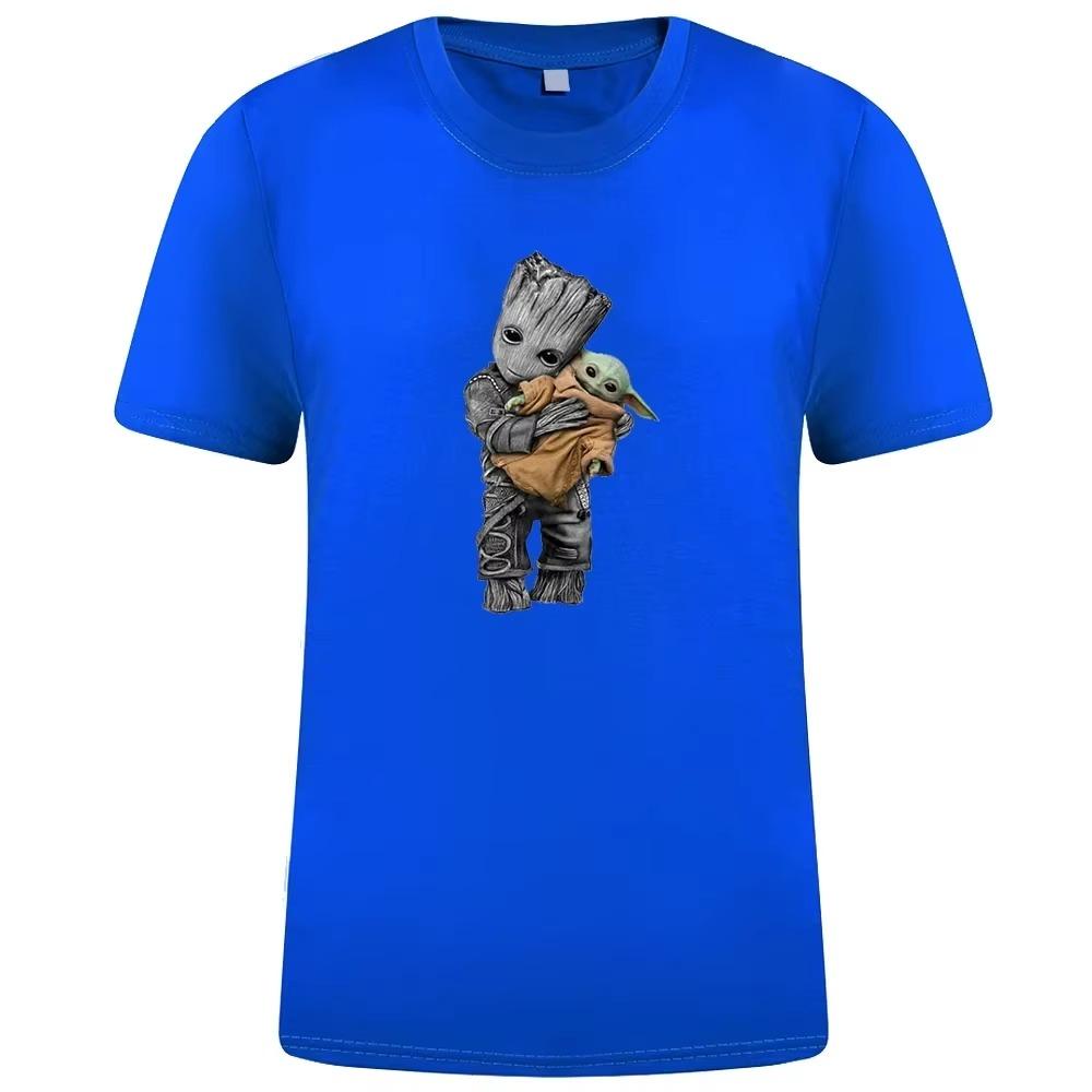 MINISO Cartoon Yoda Print T-Shirts Casual Mens Tee Shirt Harajuku Cotton Kawaii T Shirt Summer Streetwear Tops Women