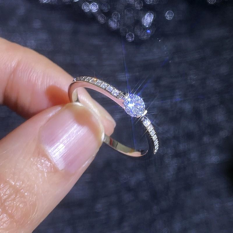 Sterling Moissanite Ring Women Classic Halo Design Sparkling Stackable Jewelry