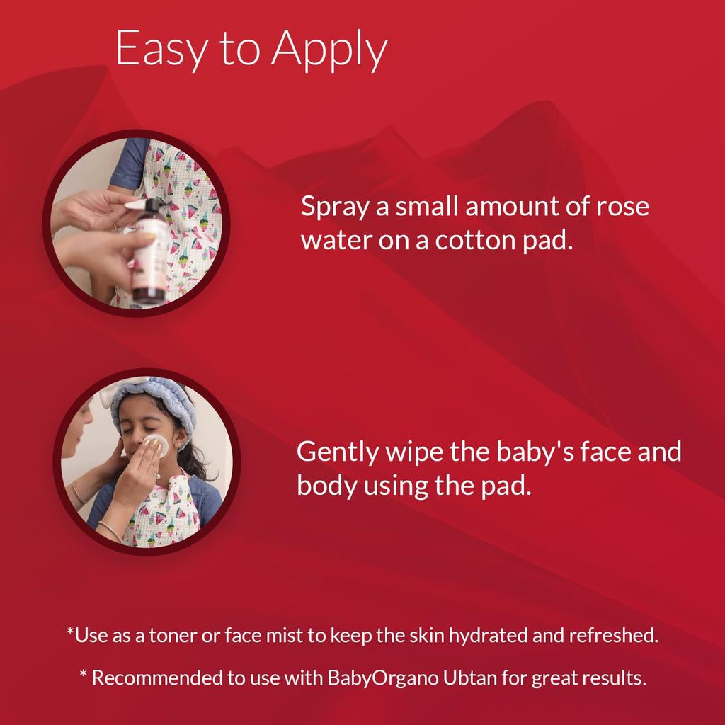 BabyOrgano® Natürliches reines Rosenwasser – 200ml | Feuchtigkeitsspendendes Gesichtswasser & Spray für alle Hauttypen