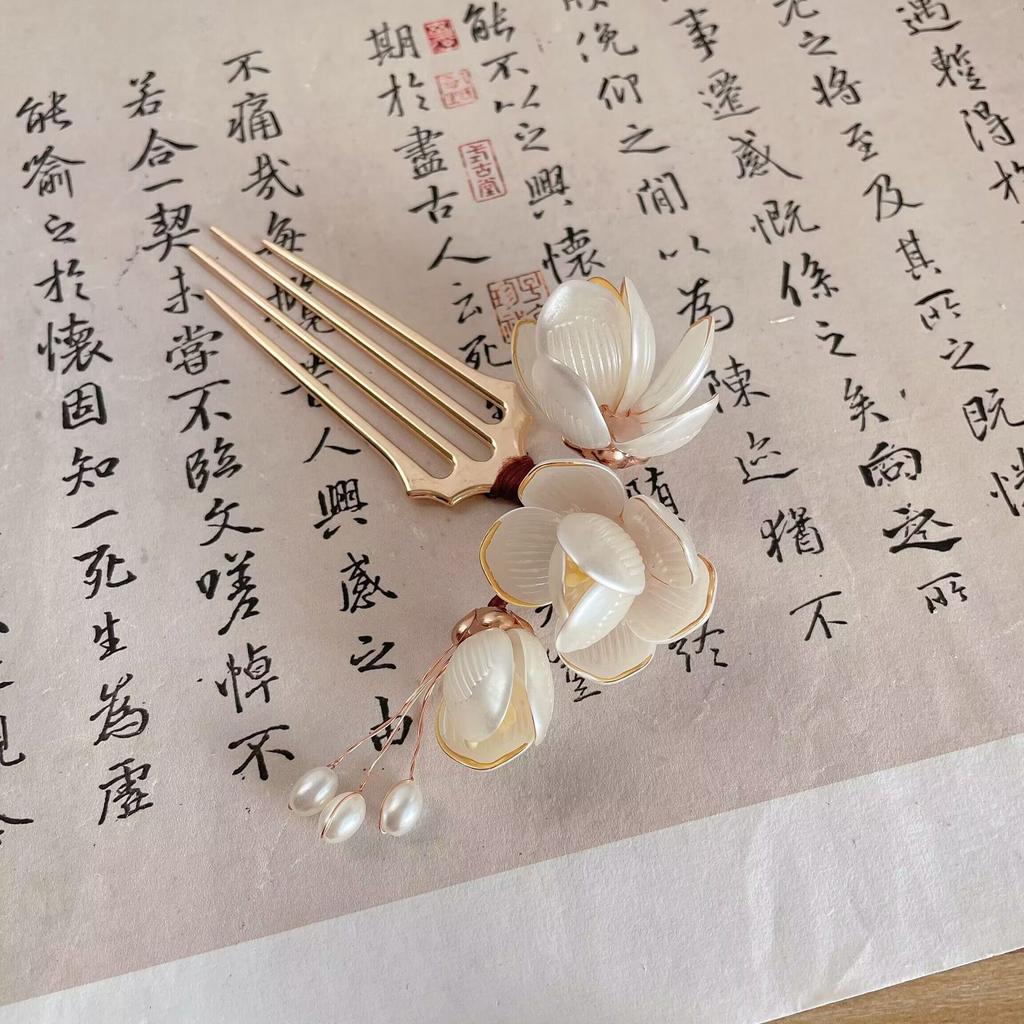 U Shape Peony Hairpin For Women Vintage Chinese Style Flower Hair Stick Handmade Metal Jewelry Hair Accessory Hanfu Hair Comb
