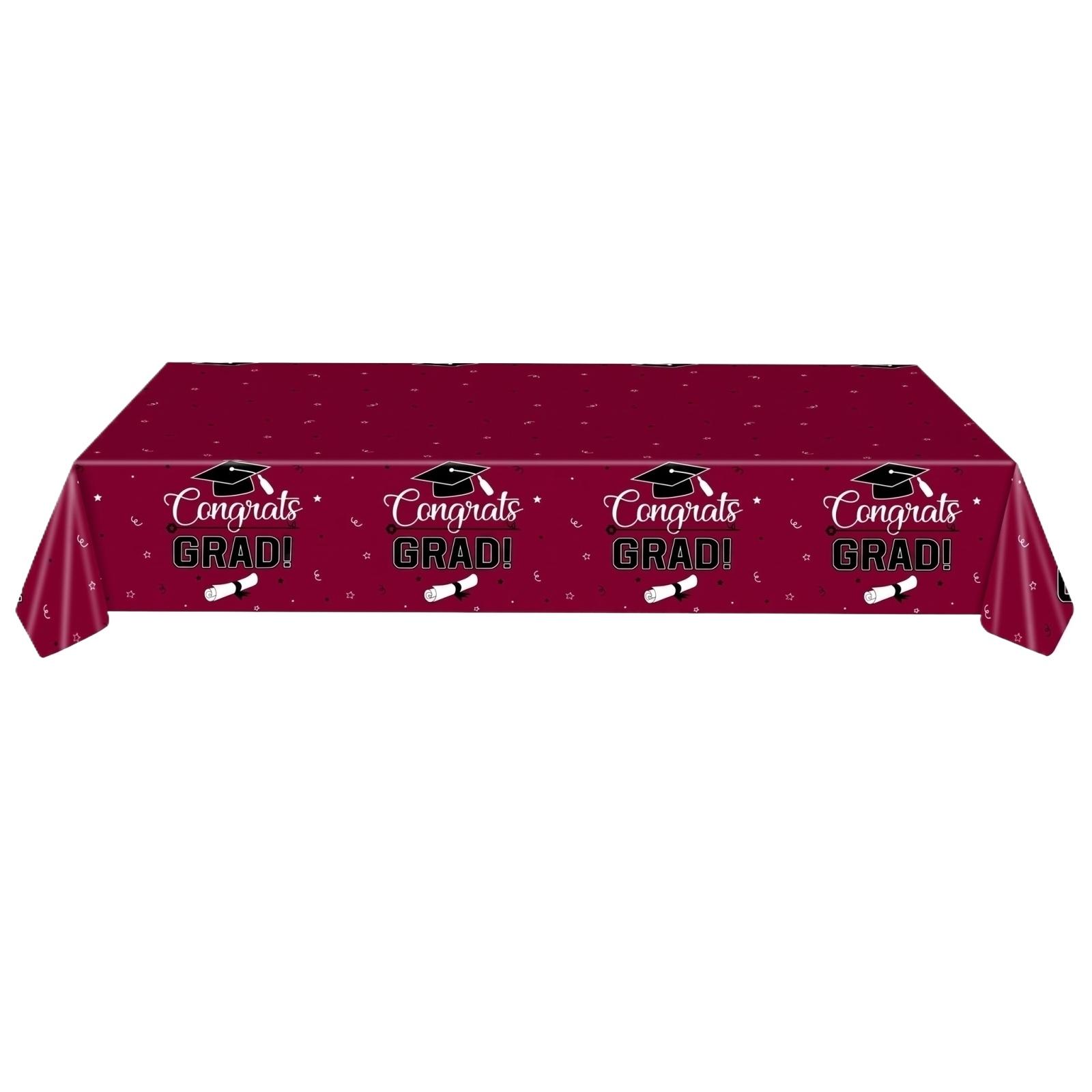 

Disposable Tableware Graduation Themed Red Tablecloth One Size