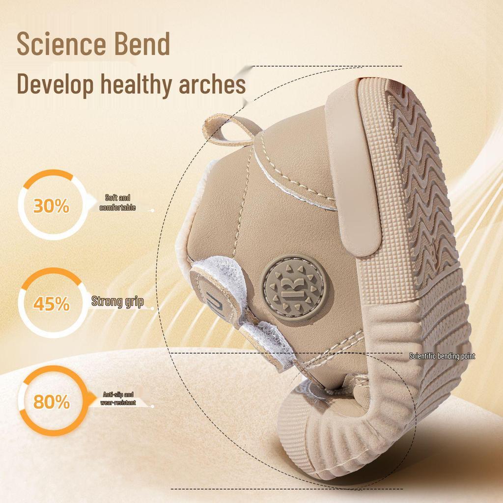 2024 Winter Baby Walking Shoes: Warm Cotton, Velvet-Lined, Non-Slip Soft Sole for Boys & Girls