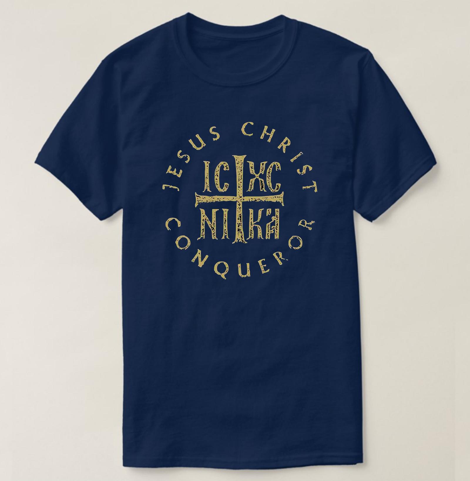 

Jesus Christ Conqueror IC XC NIKA Cross Orthodox Christian TShirt 100 Cotton ONeck Short Sleeve Summer Casual Mens Tshirt 4XL