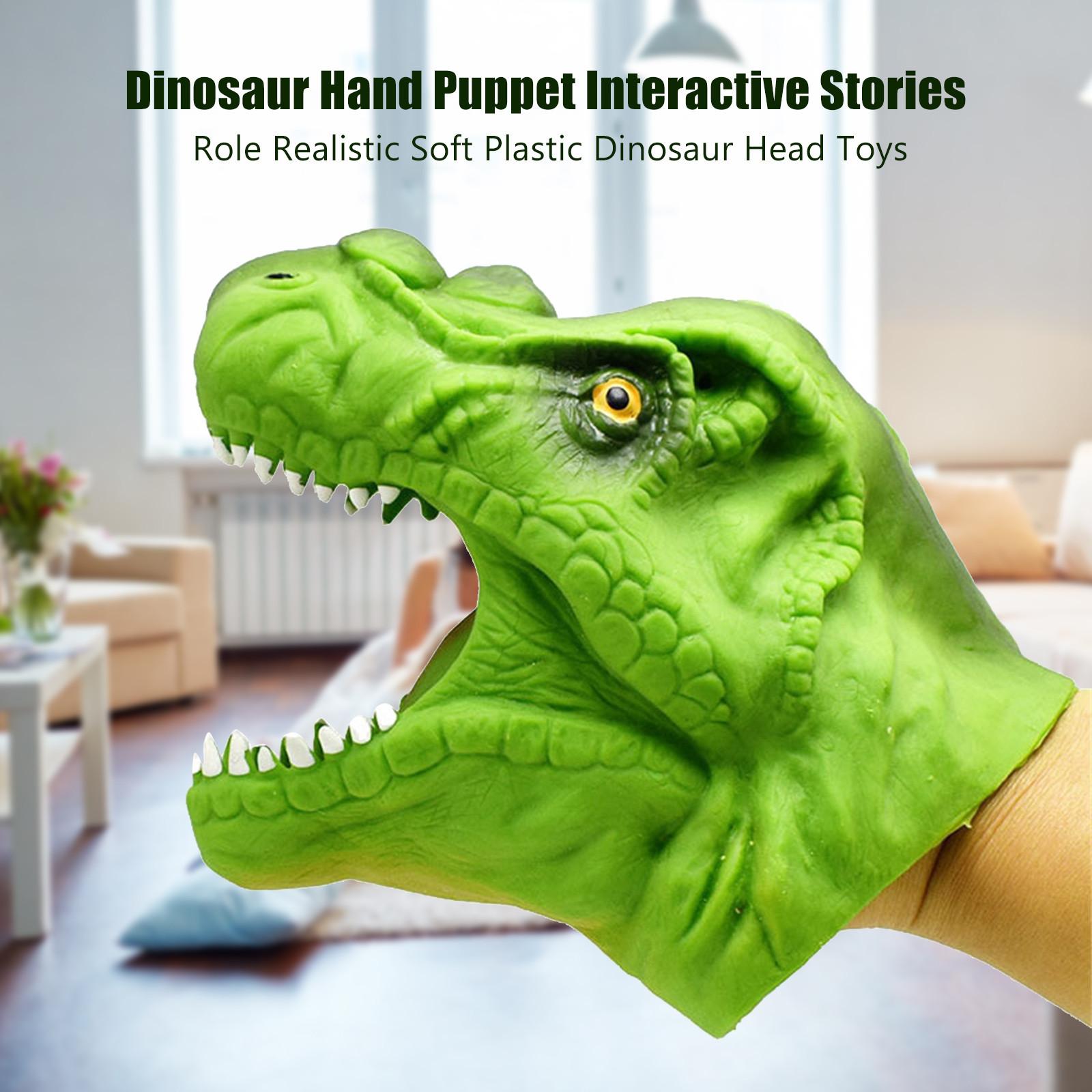 

Dinosaur Hand Puppet Interactive Stories Role Realistic Soft Plastic Dinosaur зелёный