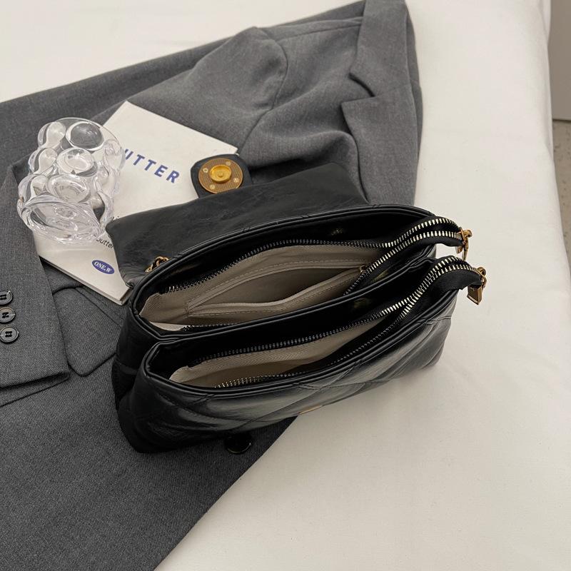 Raute Kettenhandtasche Damen neue Retro vielseitige Schulter Messenger Bag High-End Doppelleder kleine quadratische Tasche