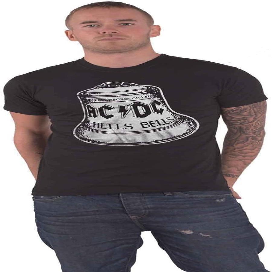 AC_DC T Shirt Hells Bells Classic Distressed Band Logo Official Unisex Black Size XXL S