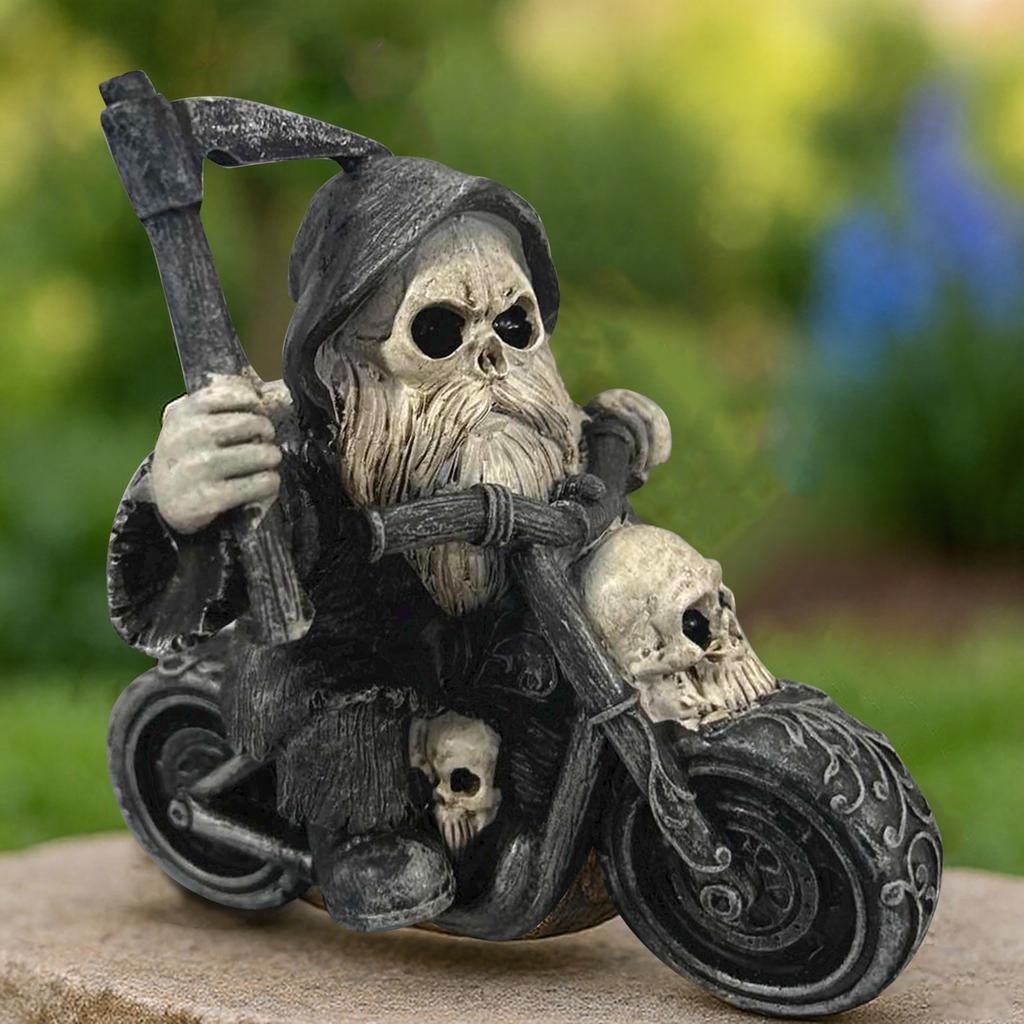 Skeleton Grim Motorcycle Rider Resin Ornament