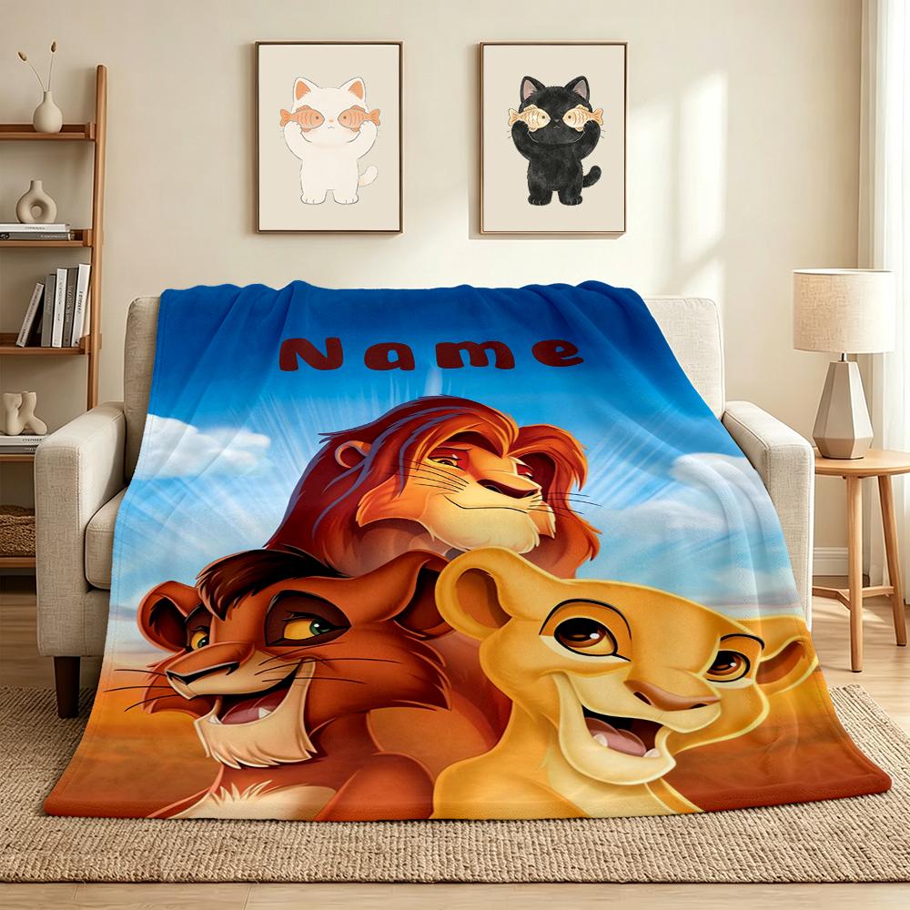 Custom Name Lion Cub Name Flannel Blanket Throw Blanket Soft Warm Sofa Bed home Decor Unique Gift