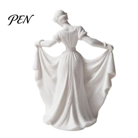 Soft Lines Ballerina Art 3D Printed Dancer Figurine, Elegant Dance Girl Statue with Flowing Dress, Aesthetic PLA Home Decor Sculpture for Decor,