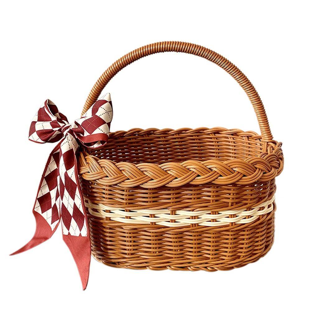 Willow Rattan Flower Basket Sturdy Storage with Handle Vegetable Storage Basket Handmade with Taurus Flower Arrangement Basket