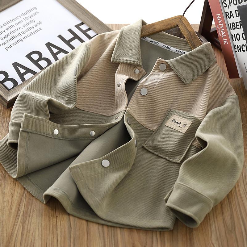 

Рубашки с длинными рукавами для мальчиков, детские куртки, модные повседневные рубашки для мальчиков на весну и осень 160 зелёный