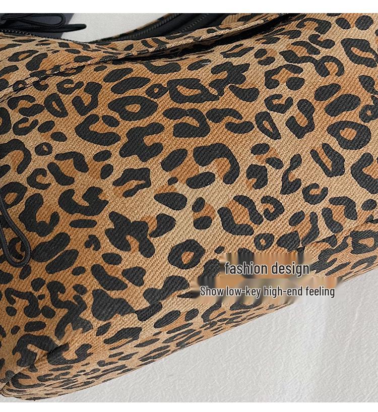 Korean Retro Leopard Print Nylon Small Crossbody Shoulder Bag
