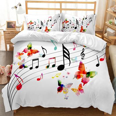 Musik Serie Bettbezug Set Regenbogen Musiknoten Batik Bettwäsche Set Musik Party Doppel Queen King Size Polyester Steppdeckenbezug
