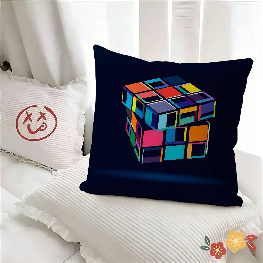 Pc Creative Magic Cube Puzzle Design Pillow Case Fashion Square Pillowcase Bedroom Sofa Room Ins Decoration Leisure