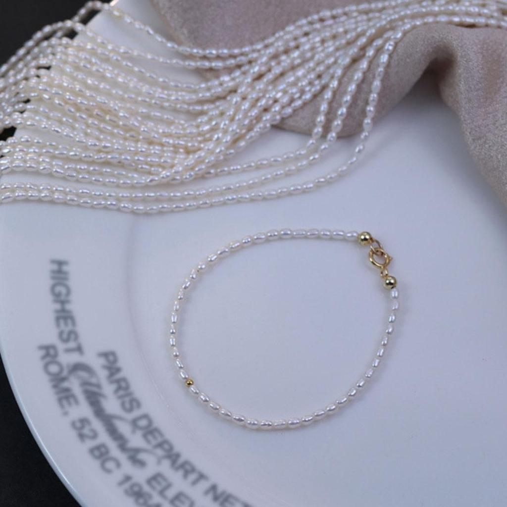 14k Gold-Filled Natural Freshwater Rice Pearl Bracelet for Women - Elegant, Light Luxury, New Trend In High-End Jewelry.