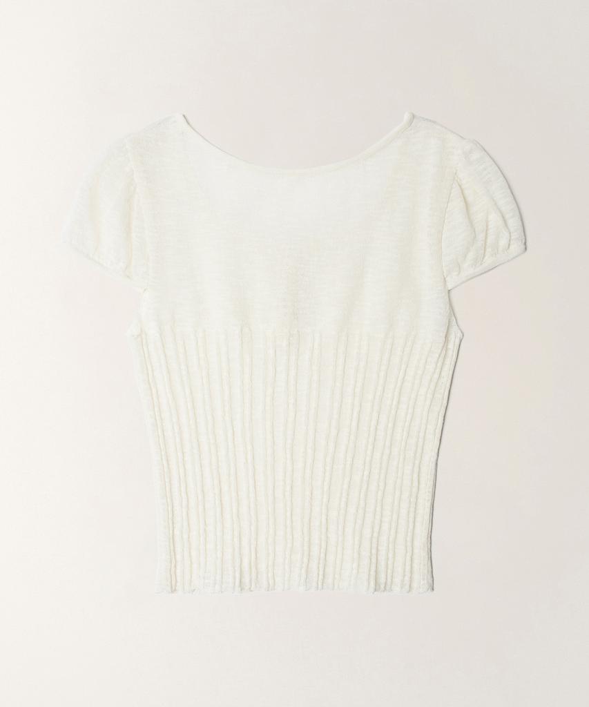 TTUDEMENT Two-Way Short Sleeve Knit Top_Ivory