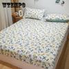 Cotton Bed Pillow Set Three-piece Plus Thick Anti-skid Protection Bed Cover 1.8 Meters 2 Meter Bed Bedding Set Print Field Garden Wind