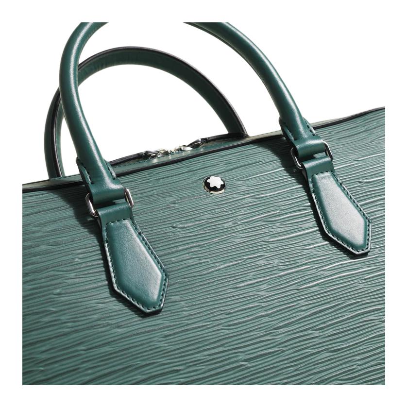 Montblanc Zipper Closure Logo Soft Leather Briefcase Men briefcase Silver MB198181