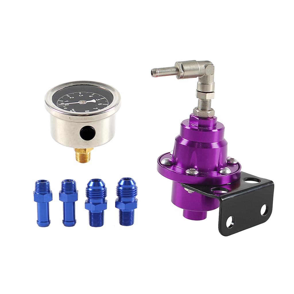 Justerbar drivstofftrykksregulator med målersett 7 farger Aluminium Bilombygging Drivstoff Superlader Universell